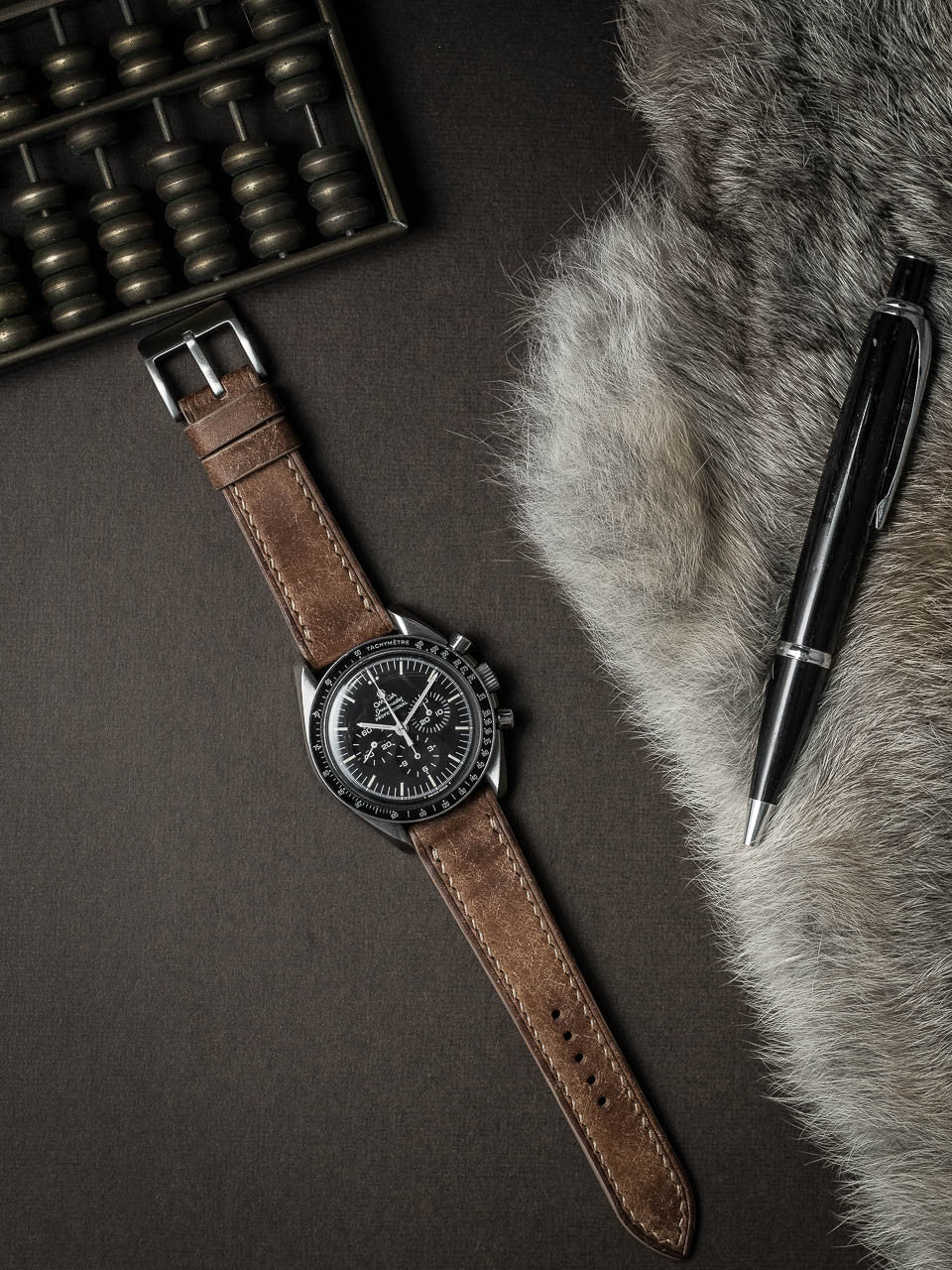 "Riviera" Havana Tan Leather Watch Strap