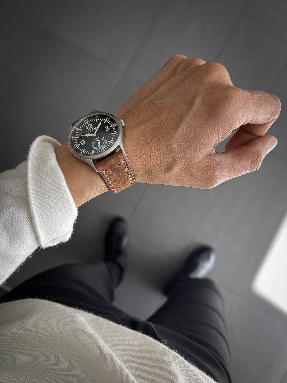 "Riviera" Havana Tan Leather Watch Strap