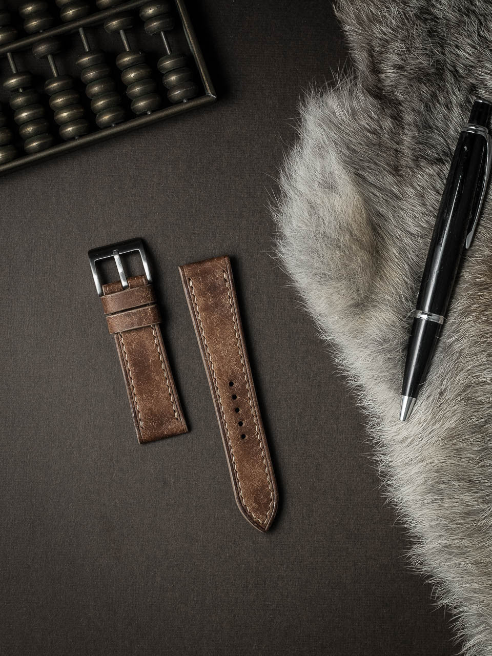 "Riviera" Havana Tan Leather Watch Strap