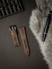 "Riviera" Havana Tan Leather Watch Strap