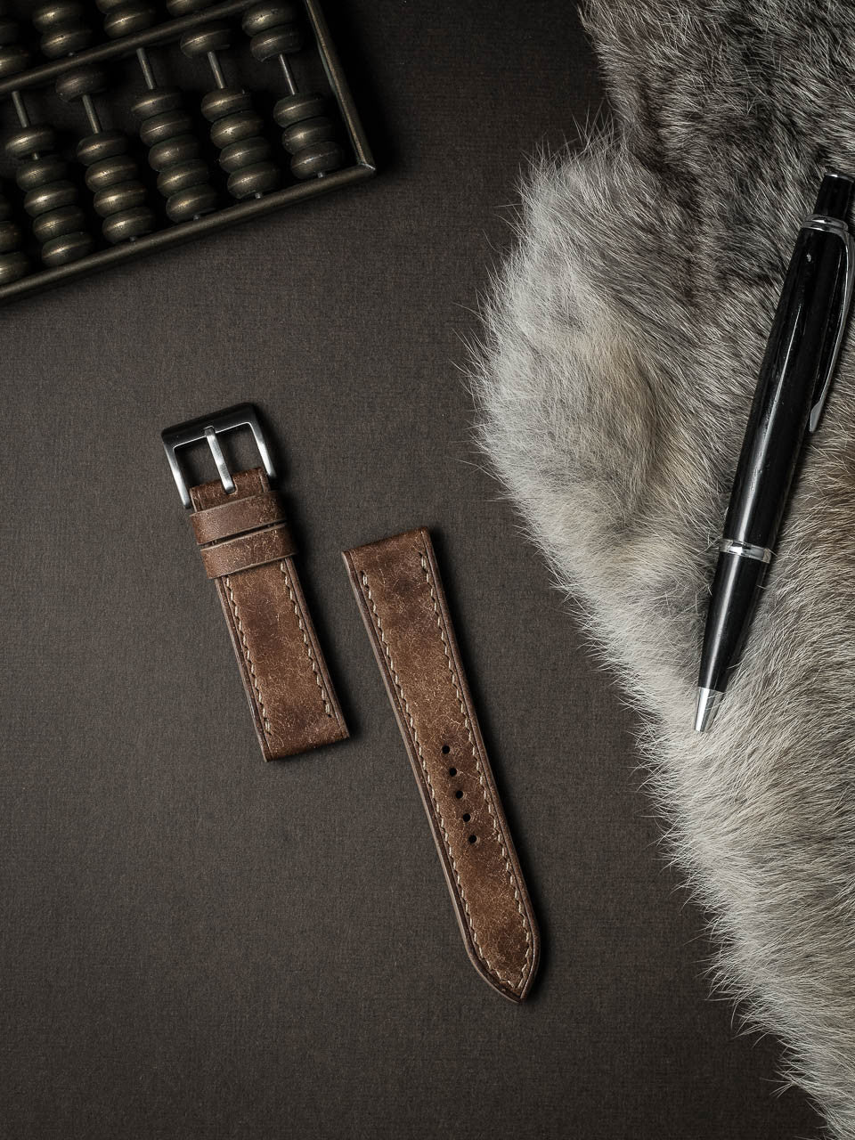 "Riviera" Havana Tan Leather Watch Strap