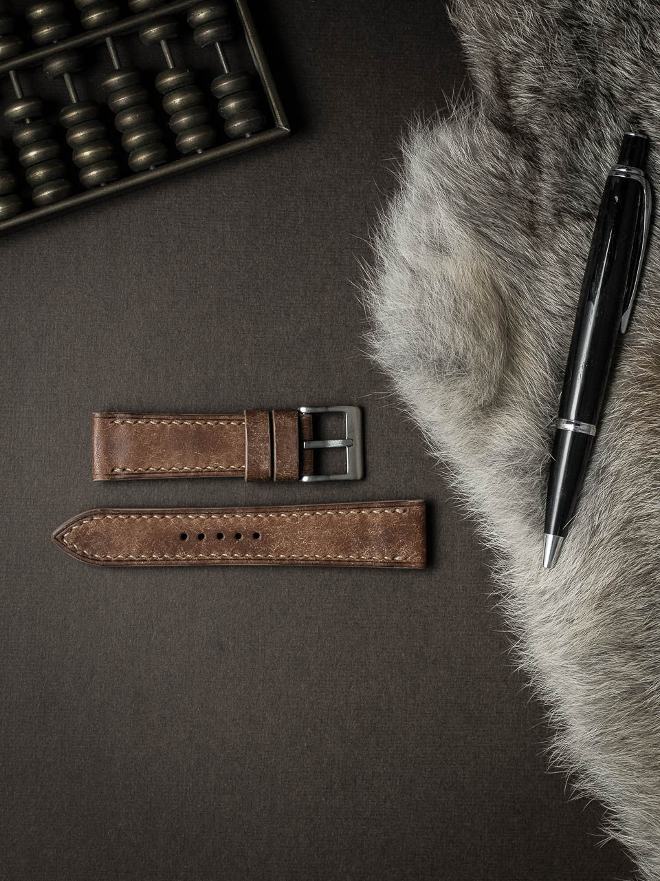 "Riviera" Havana Tan Leather Watch Strap