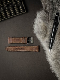 "Riviera" Havana Tan Leather Watch Strap