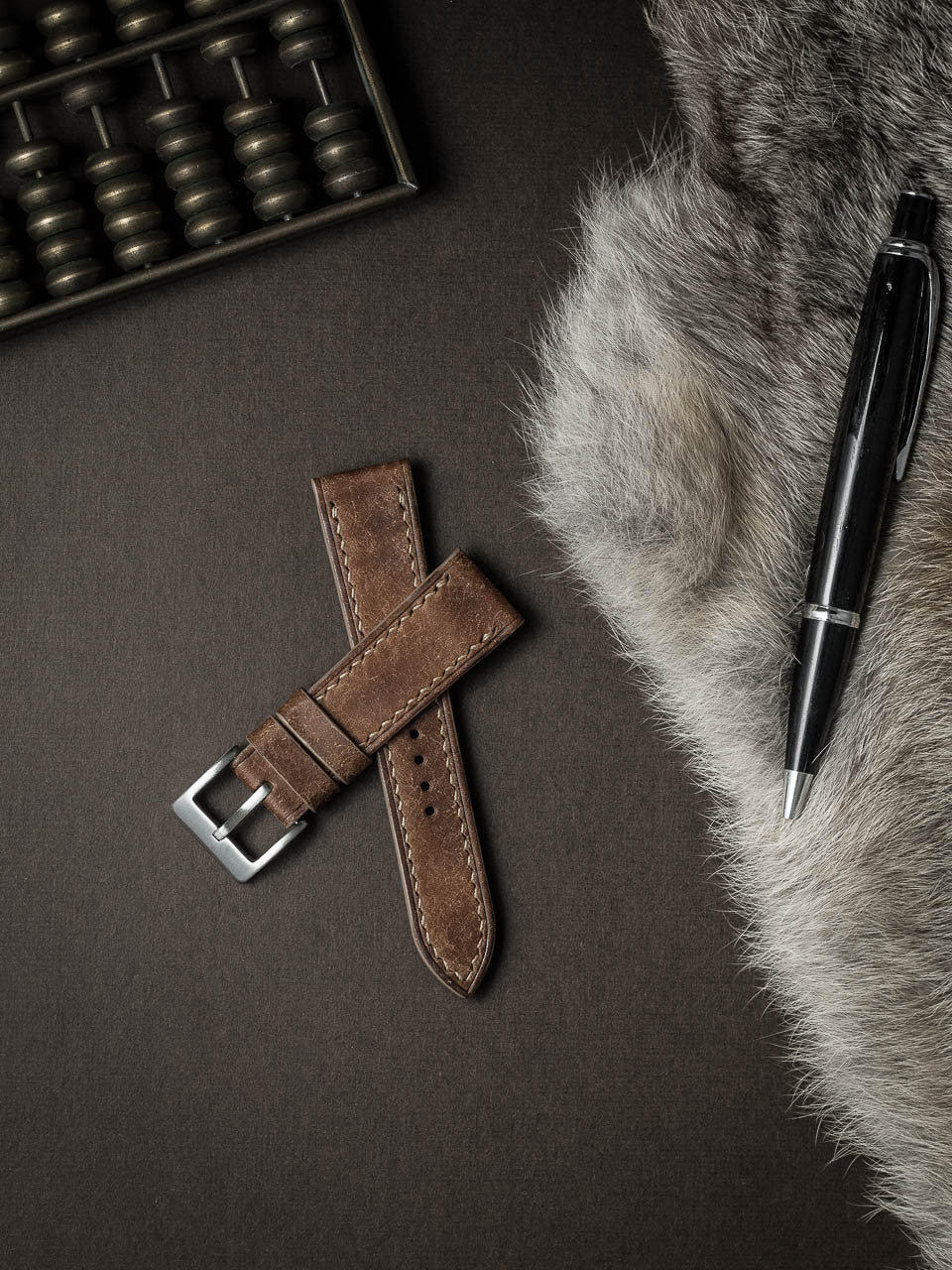 "Riviera" Havana Tan Leather Watch Strap