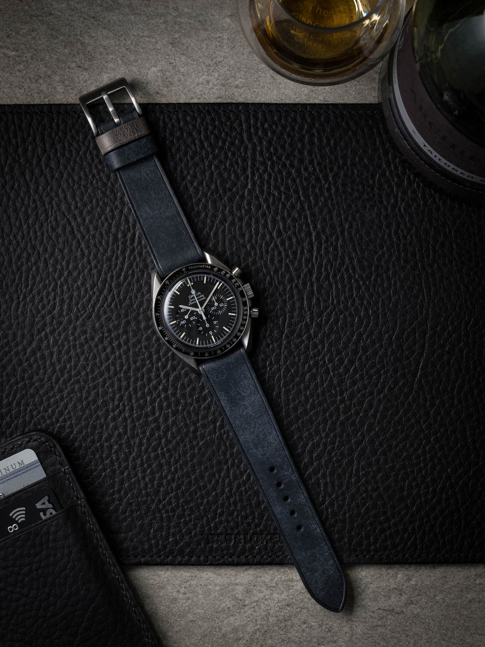 "Rogue" Marine Blue Leather Watch Strap