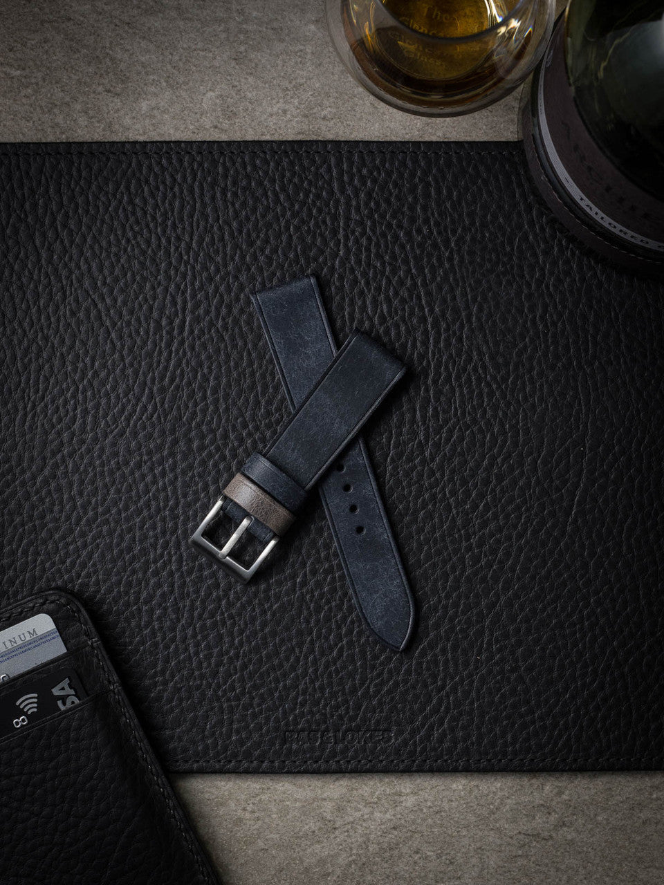 "Rogue" Marine Blue Leather Watch Strap