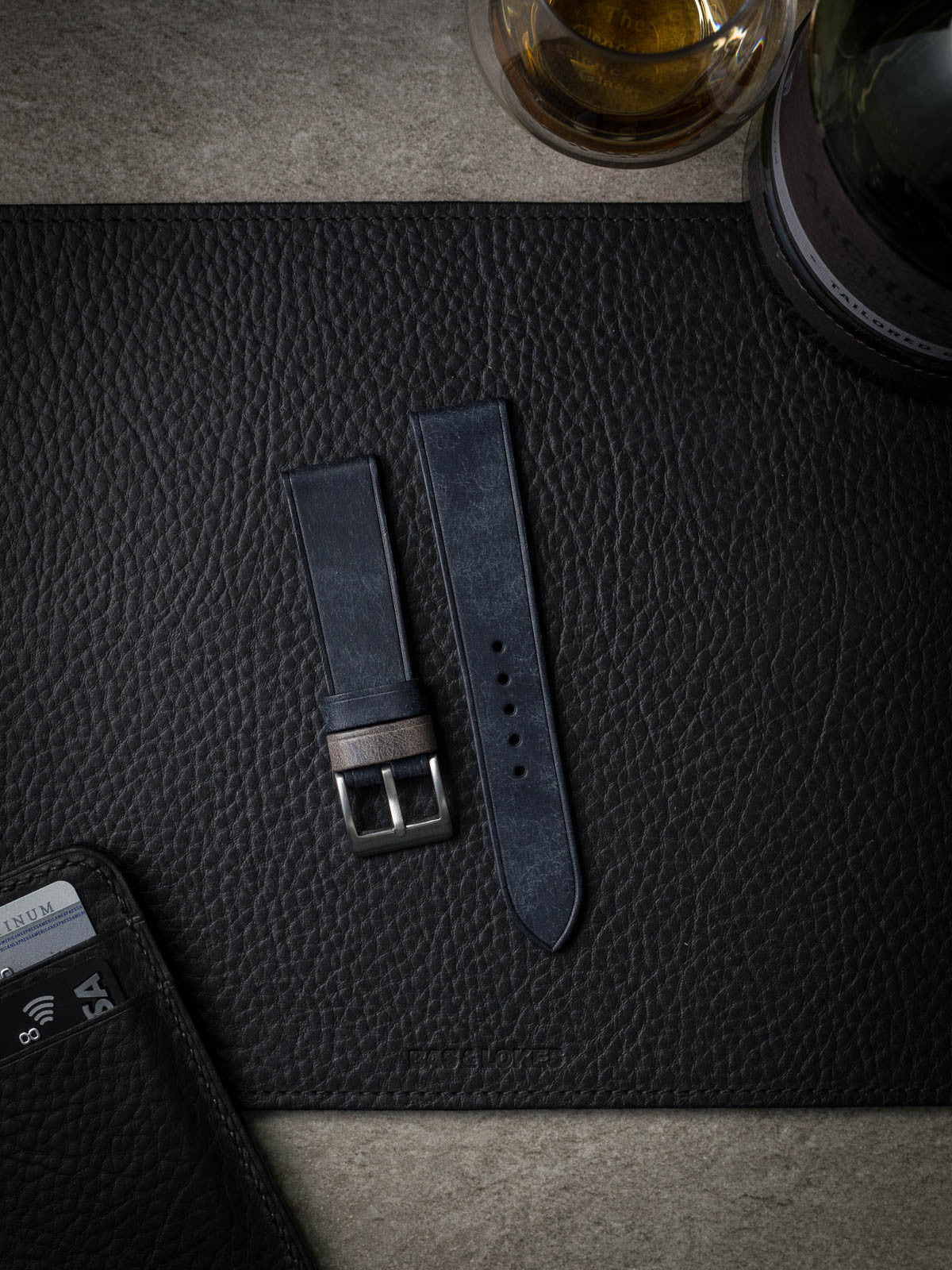 "Rogue" Marine Blue Leather Watch Strap