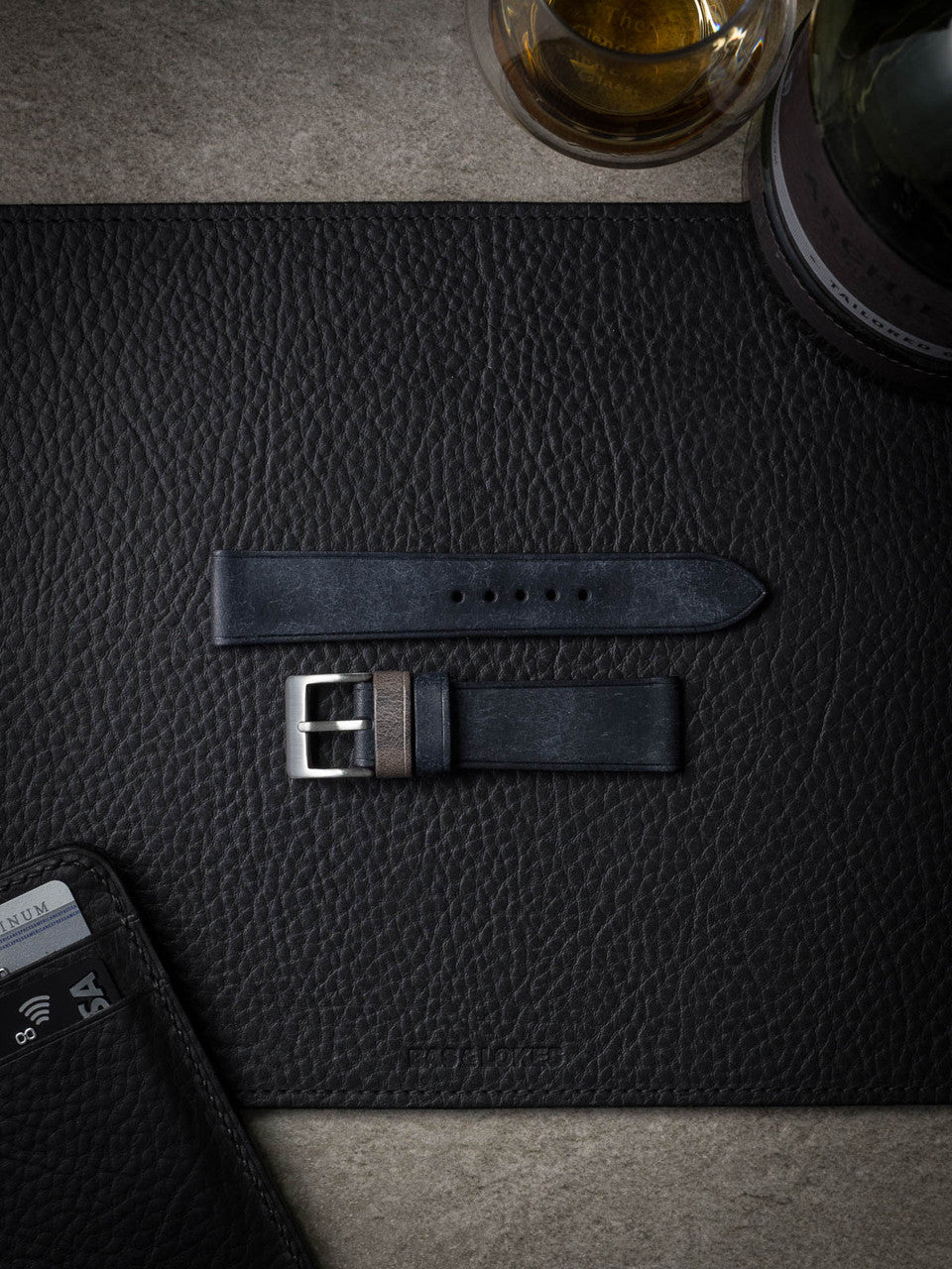 "Rogue" Marine Blue Leather Watch Strap