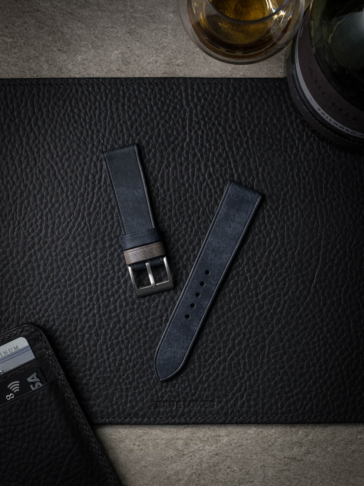 "Rogue" Marine Blue Leather Watch Strap