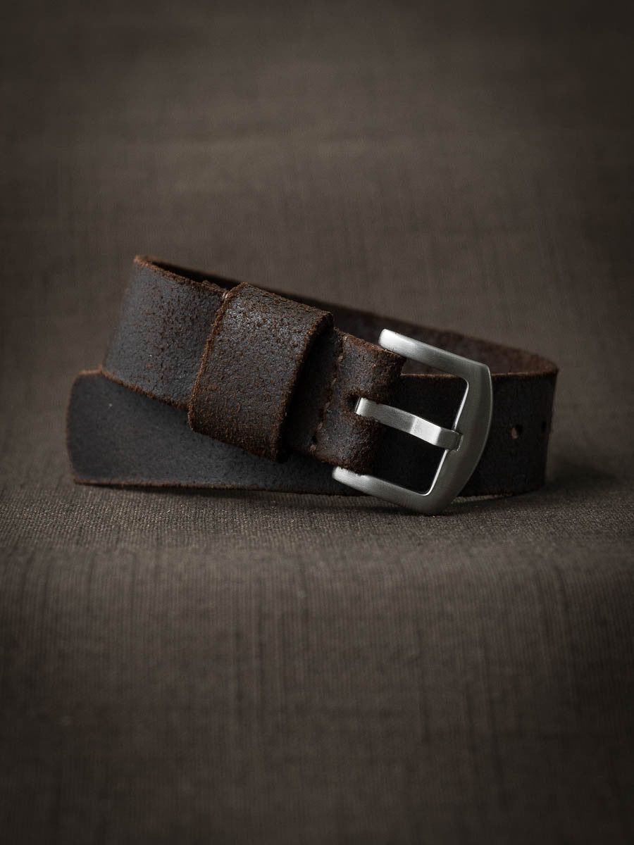 "Salenger" Brown Oil Suede Single Pass Watch Strap