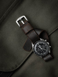 "Salenger" Brown Oil Suede Single Pass Watch Strap