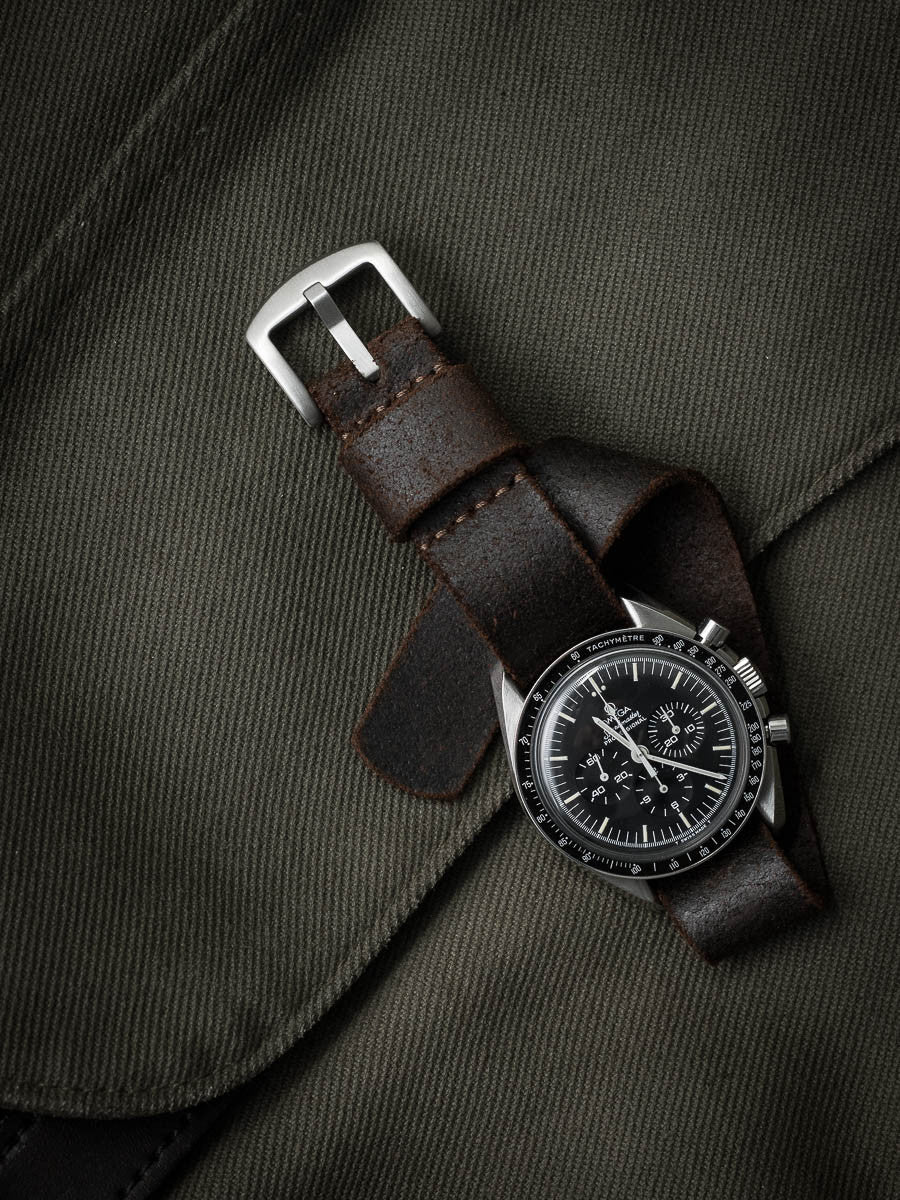 "Salenger" Brown Oil Suede Single Pass Watch Strap