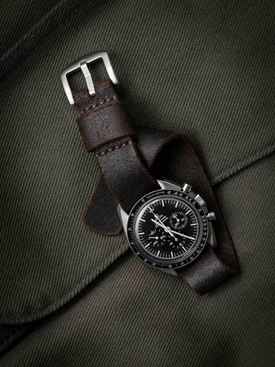 "Salenger" Brown Oil Suede Single Pass Watch Strap