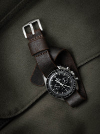 "Salenger" Brown Oil Suede Single Pass Watch Strap