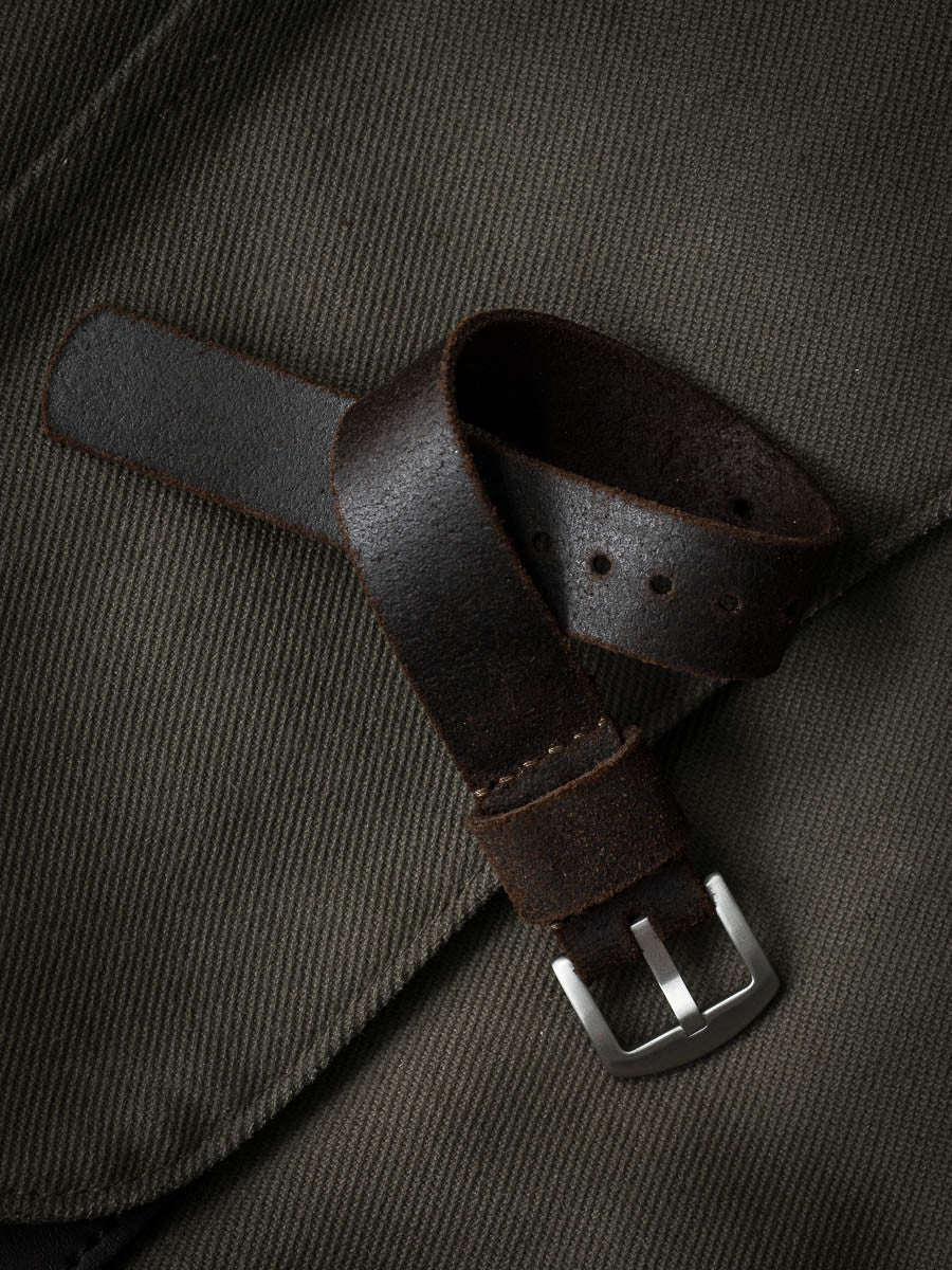 "Salenger" Brown Oil Suede Single Pass Watch Strap