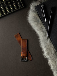 "Santoro" Cognac Saddle Tan Leather Watch Strap