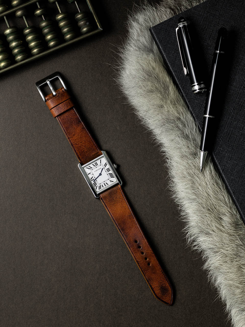 "Santoro" Cognac Saddle Tan Leather Watch Strap
