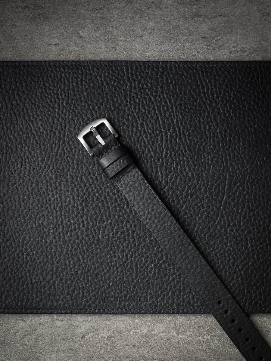 "Silas" Black Leather Single Pass Strap