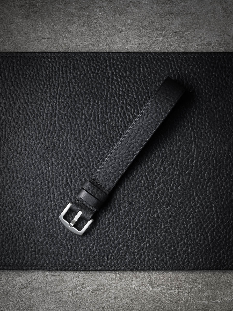 "Silas" Black Leather Single Pass Strap