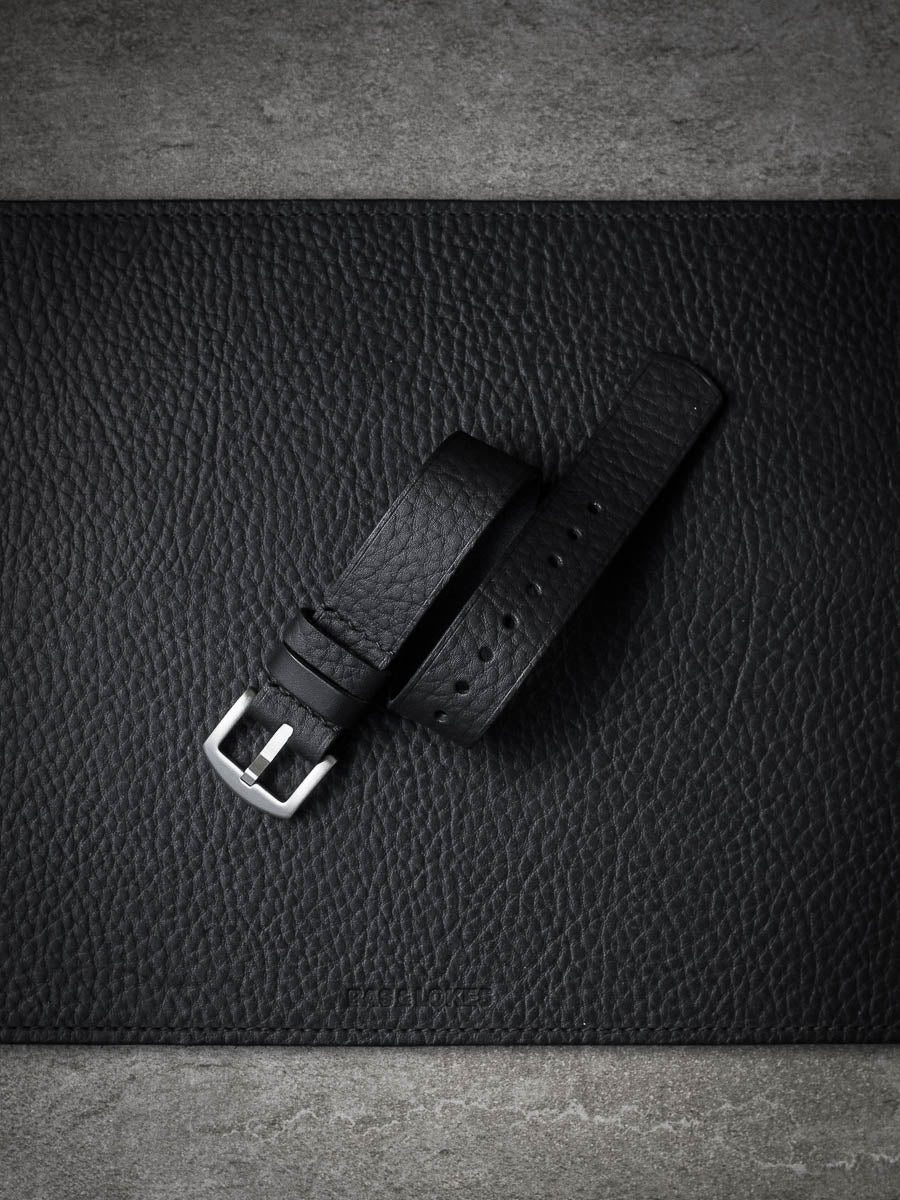"Silas" Black Leather Single Pass Strap
