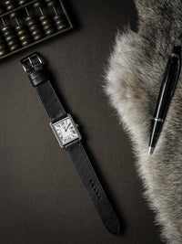 "Spectre" Sleek Black Leather Watch Strap