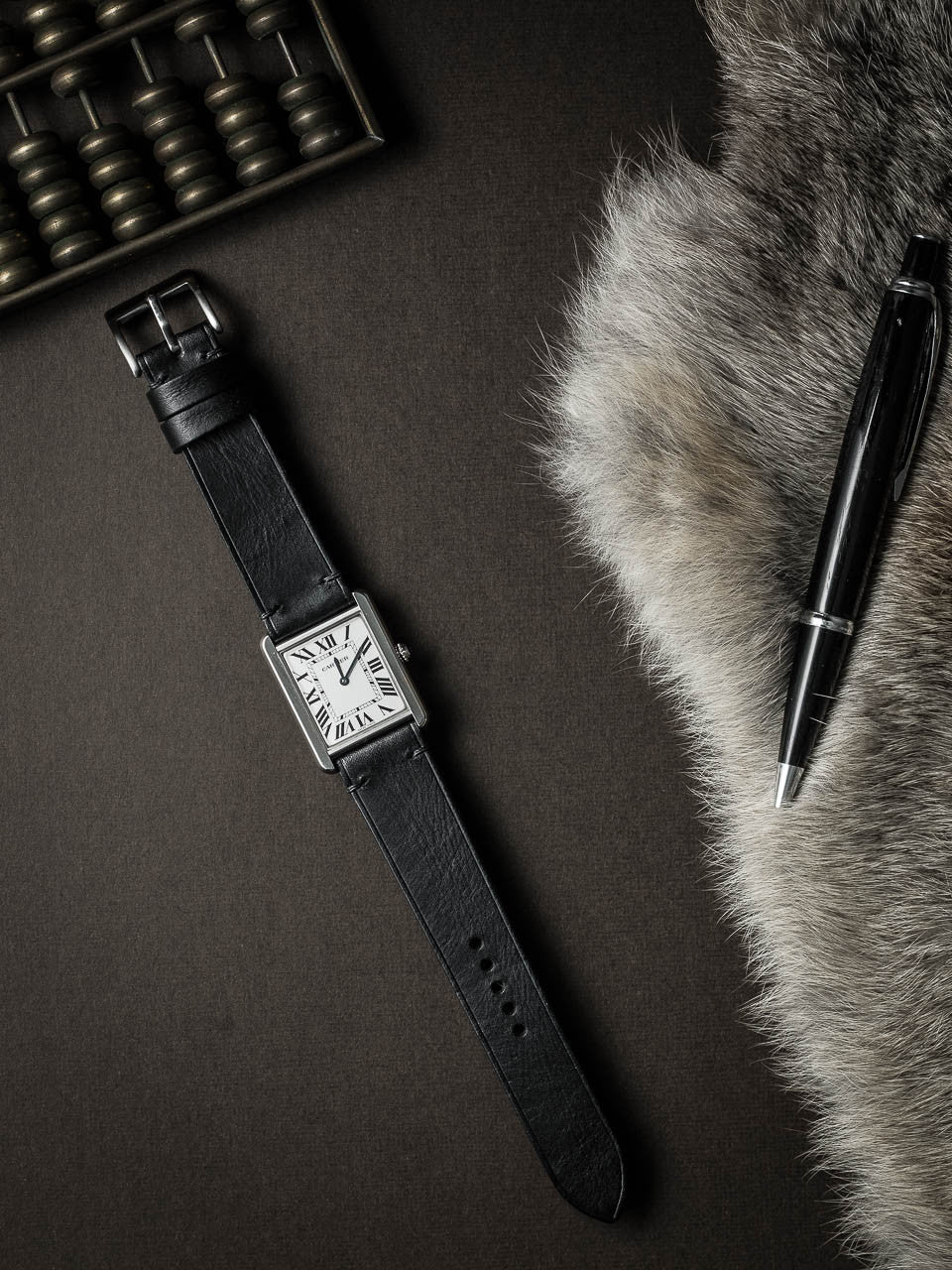 "Spectre" Sleek Black Leather Watch Strap