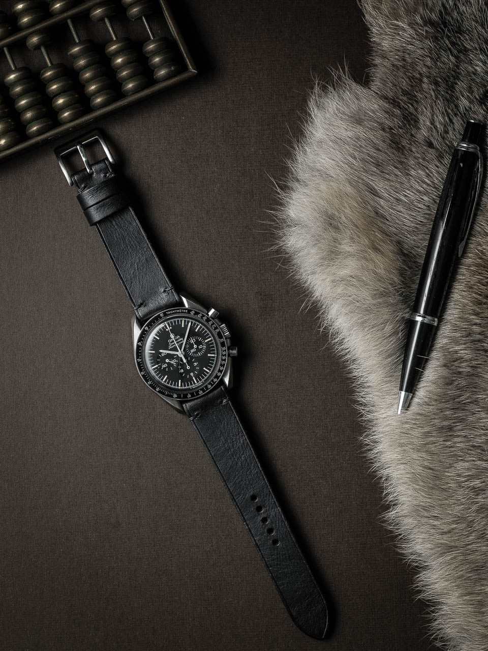 "Spectre" Sleek Black Leather Watch Strap