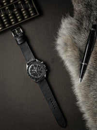 "Spectre" Sleek Black Leather Watch Strap