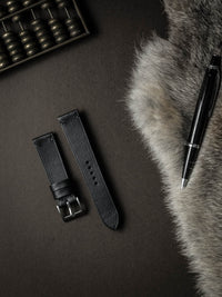"Spectre" Sleek Black Leather Watch Strap