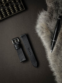 "Spectre" Sleek Black Leather Watch Strap