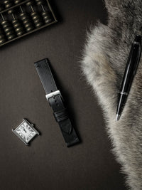 "Spectre" Sleek Black Leather Watch Strap
