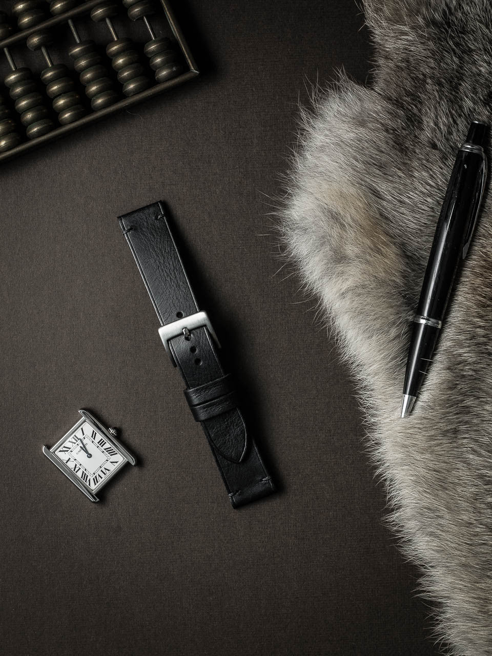"Spectre" Sleek Black Leather Watch Strap