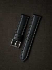 "St. James" Sleek Black Padded Leather Watch Strap