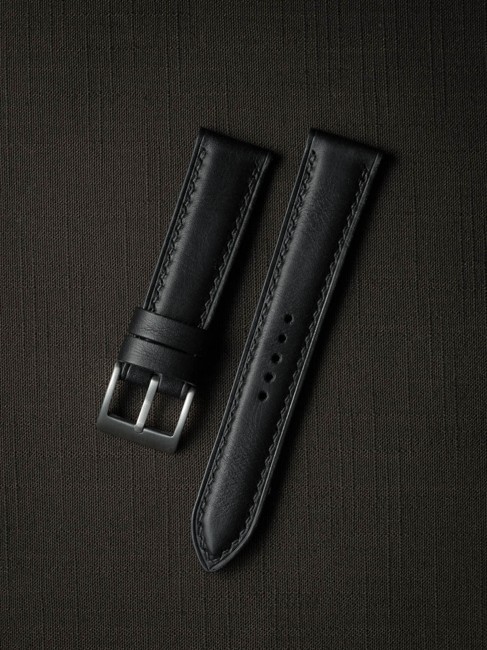 "St. James" Sleek Black Padded Leather Watch Strap