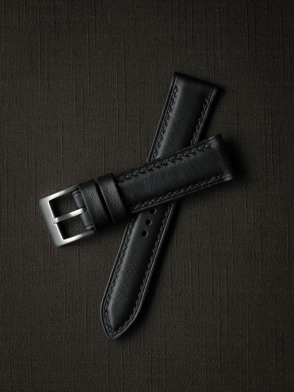 "St. James" Sleek Black Padded Leather Watch Strap