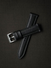 "St. James" Sleek Black Padded Leather Watch Strap