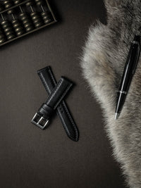 "St. James" Sleek Black Padded Leather Watch Strap