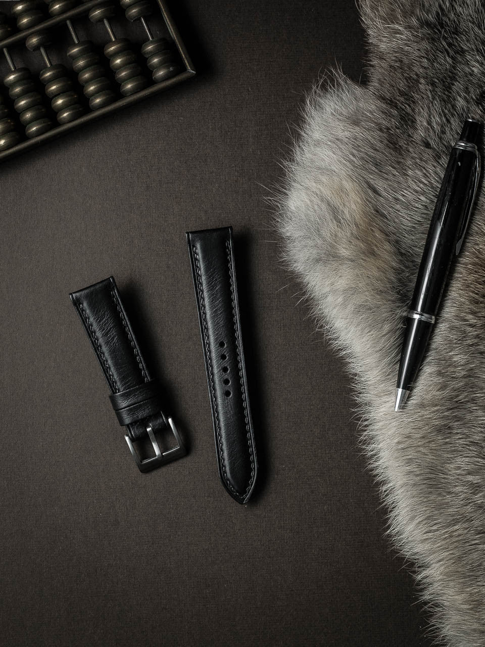 "St. James" Sleek Black Padded Leather Watch Strap