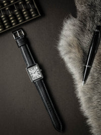"St. James" Sleek Black Padded Leather Watch Strap