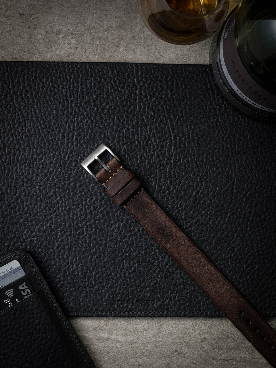 "Stamford" Vintage Brown Leather Single Pass Watch Strap