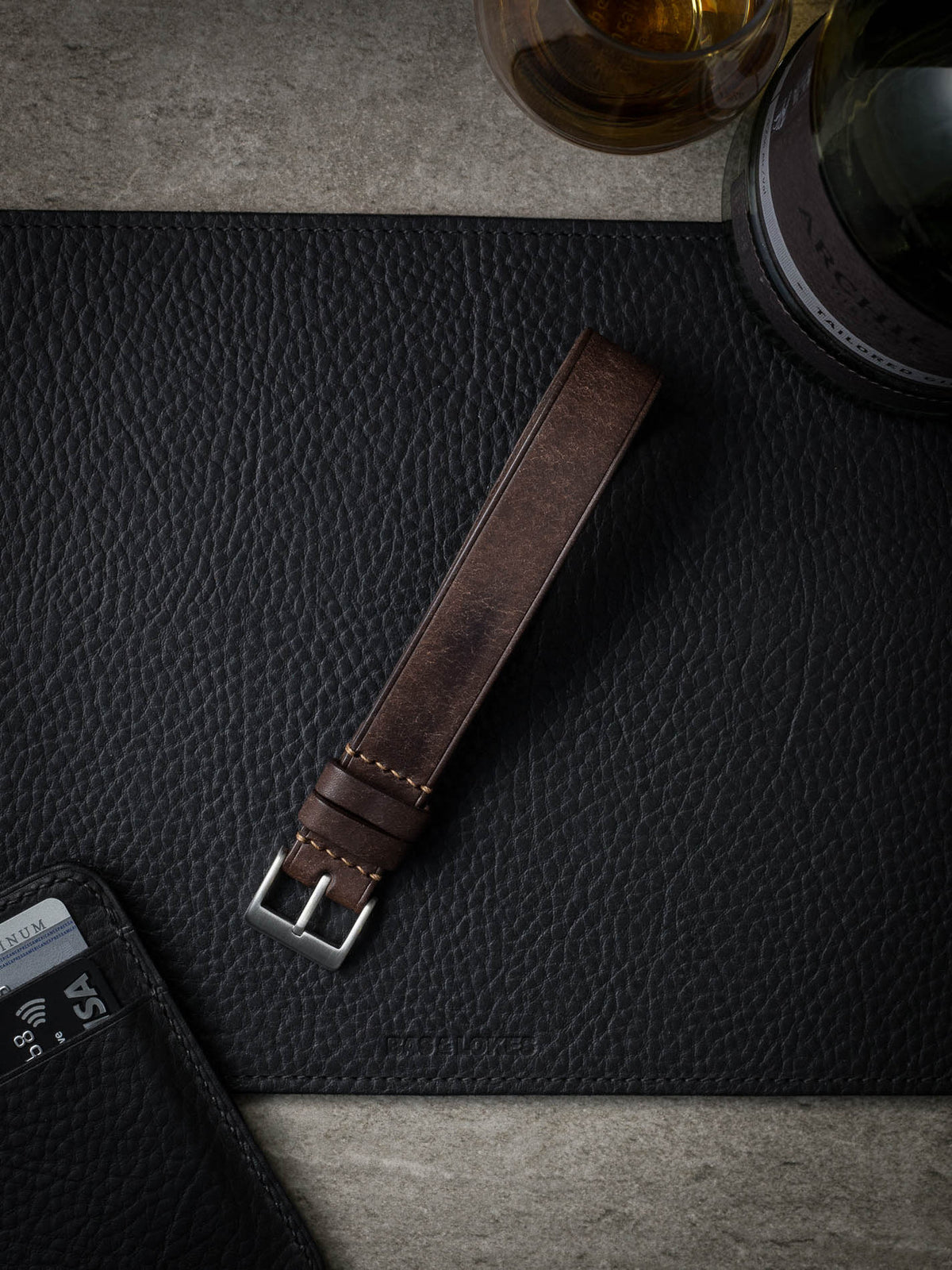 "Stamford" Vintage Brown Leather Single Pass Watch Strap
