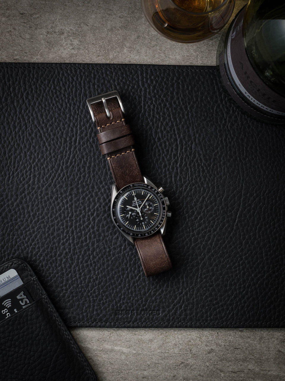"Stamford" Vintage Brown Leather Single Pass Watch Strap