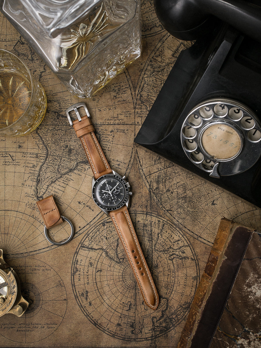 "Underwood" Natural Vintage Padded Leather Watch Strap