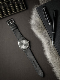 "Vaughan" Storm Grey Leather Watch Strap