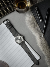"Vaughan" Storm Grey Leather Watch Strap