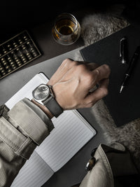 "Vaughan" Storm Grey Leather Watch Strap