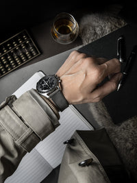 "Vaughan" Storm Grey Leather Watch Strap