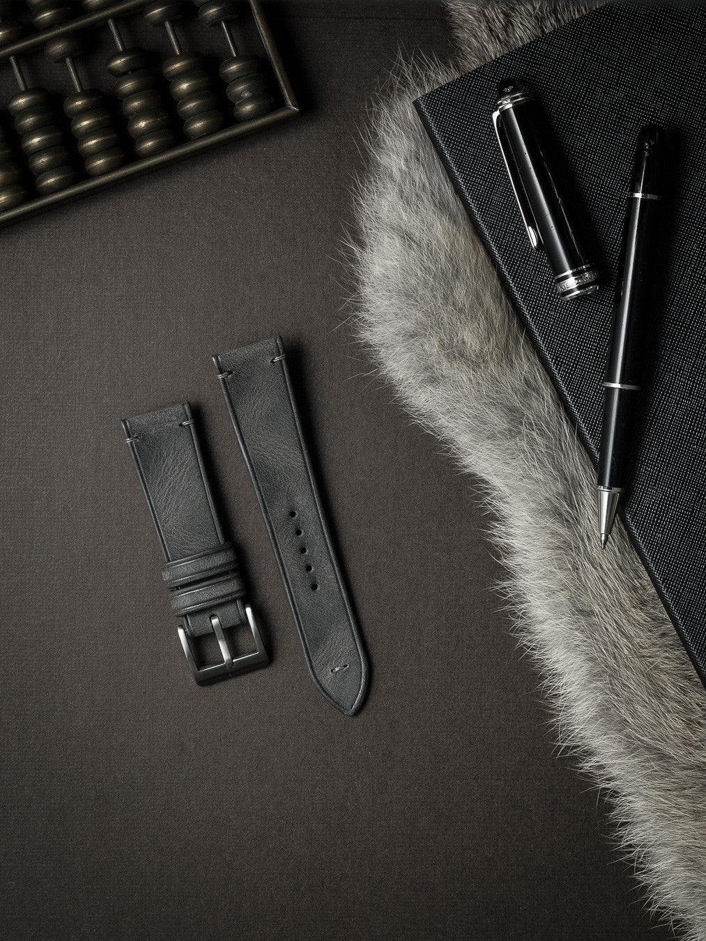 "Vaughan" Storm Grey Leather Watch Strap