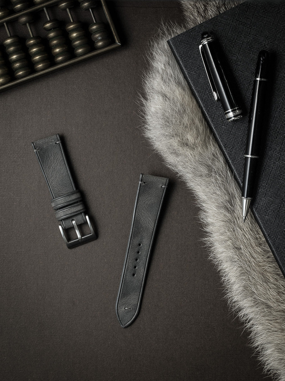 "Vaughan" Storm Grey Leather Watch Strap