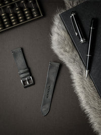 "Vaughan" Storm Grey Leather Watch Strap